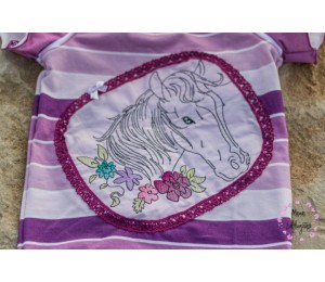 Stickdserie - Blumen Pferde Line Art